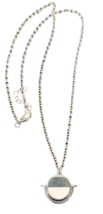 Vintage Silver-Tone and White Enamel Chain Pendant Necklace - £7.44 GBP