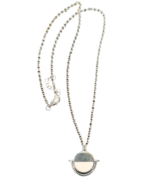 Vintage Silver-Tone and White Enamel Chain Pendant Necklace - £7.47 GBP