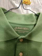 St John&#39;s Bay Performance Pique Polo Classic Men&#39;s Solid Green SS Shirt NWOT Med - £9.31 GBP
