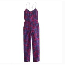 0 - J Crew Midnight Floral Silk Purple Thin Strap Jumpsuit NEW 0103SA - $50.00