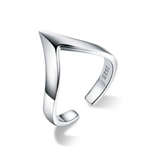 BAMOER Authentic 925 Sterling Silver Wave Geometric Love Adjustable Finger Rings - £14.21 GBP