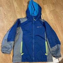 Boys Swiss Tech Winter Jacket Hooded Style  Size 8 Gray And Blue - £7.10 GBP
