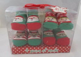Baby Essentials Christmas Socks, Santa, Snowman, Reindeer &amp; Teddy Bear 0-6mo NEW - £12.17 GBP