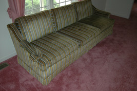 Funky Stripe Vintage North Hickory Furniture Company  Sofa Couch Retro - $499.99