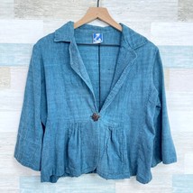 Cheppu Nepal One Button Jacket Blue Lightweight Cotton Vintage Womens Large - $34.64