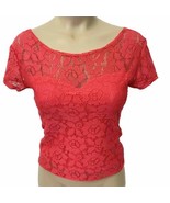 Mimi Chica Short Sleeve Scoop Back Stretch Lace Crop Top Womens size Sma... - £14.25 GBP