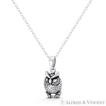 Baby Owl Bird Charm Animism Jewelry Boho Pendant in Oxidized 925 Sterling Silver - £11.38 GBP+