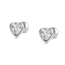 14K Bianco Argento Placcato Oro 4mm Piccolo Cuore 0.8ct Taglio a Cz Orecchini - £30.25 GBP