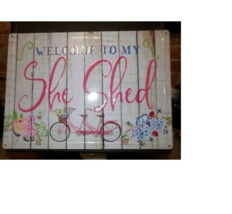Welcome To My She Shed NEW RETRO Wall Hanging Tin Sign Decor 12”x17” - £11.72 GBP
