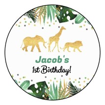 12 Wild One Personalized Birthday Party Stickers Favors Labels 2.5&quot; Jung... - £9.57 GBP