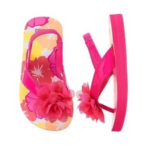 NWT Gymboree Pink Floral Rosette Flower Flip Flops 5-6 - €7,83 EUR