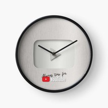Youtube Wall Clock Play button, Retro Silver and black round  time clock - £35.86 GBP
