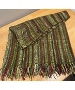 Pier 1 Imports Acrylic Wool Multicolored Knit Throw Blanket Fringe 50&quot;x60&quot; - $29.69