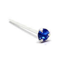 Nose Stud Tiny Sapphire Tri Claw Gem Set 22g (0.6mm) 925 Silver L Bendable - £4.34 GBP