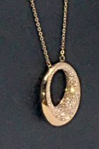 Swarovski Yellow Gold STONE Open Circle Large Pendant Necklace - £54.60 GBP