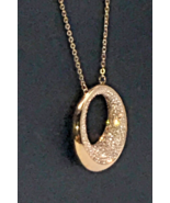 Swarovski Yellow Gold STONE Open Circle Large Pendant Necklace - £54.37 GBP