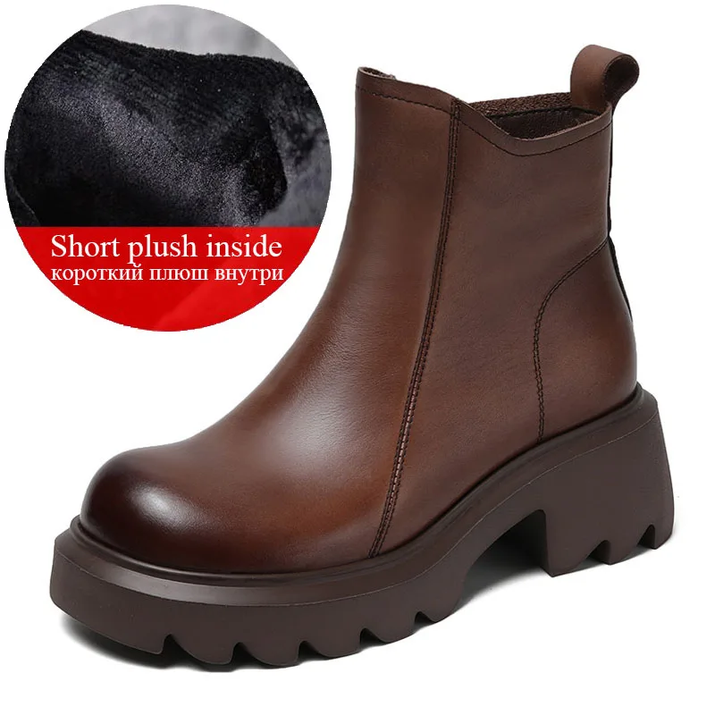 Luxury Design Real Cow Leather Platform Ankle boots For Women Autumn Win... - $118.62