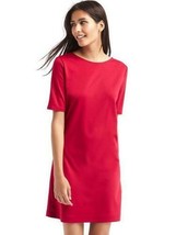 New Gap Women Scoop Back True Red Short Sleeves Ponte Knit Shift Dress Sz S - £26.11 GBP