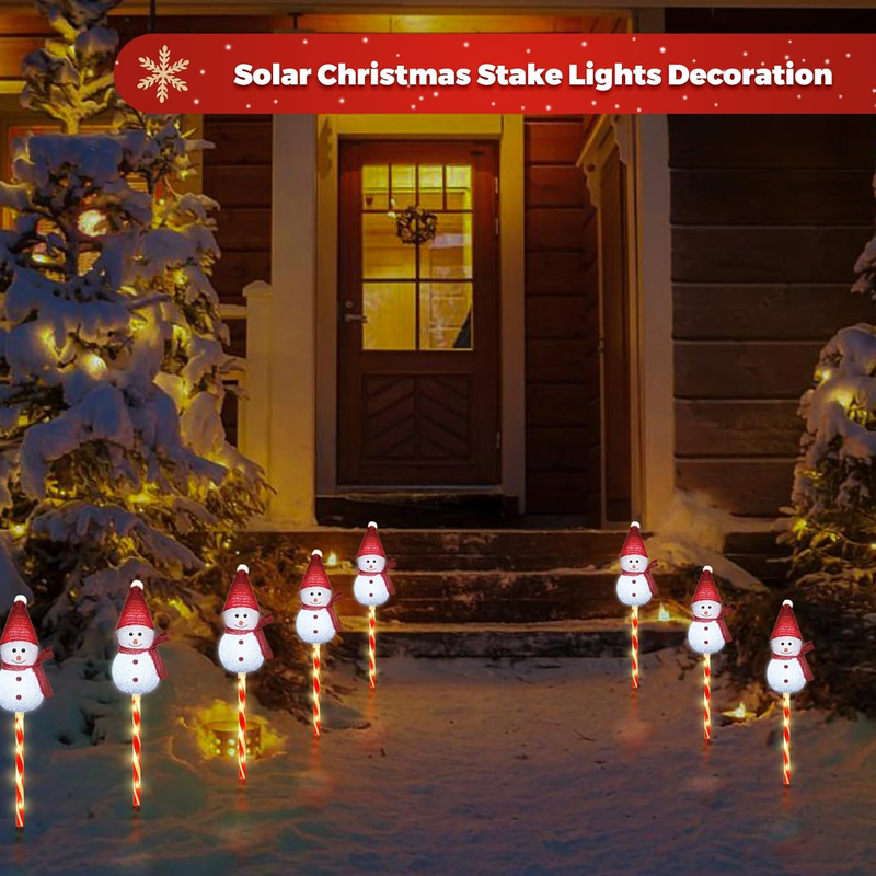 Set of 3 Snowman Solar Christmas Decorations, 8 Modes Solar Garden Lights, Candy Item image 6