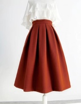Winter RUST A-line Wool Midi Skirt Outfit Women Plus Size A-line Midi Skirt image 5