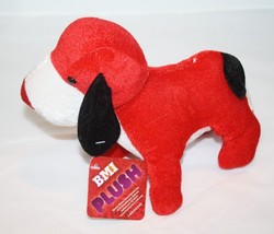 BMI Red White Plush Dog 8&quot; Stands Bonita Marie Stuffed Puppy Animal Soft Toy NEW - $9.75