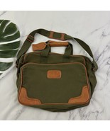Pierre Cardin Vintage 80s Travel Bag Green Canvas Faux Leather Carry On ... - $29.69