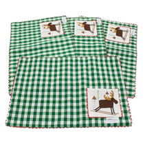 Green Checked Moose on Skis with Pocket Place Mats  Set of 4 - £15.02 GBP