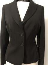 Ann Taylor Women&#39;s Blazer Black Pinstriped Wool Italian Fabric Size 6 NW... - $123.75