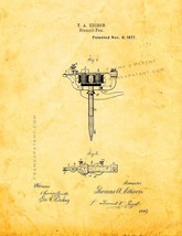 Edison Tattoo Gun Patent Print - Golden Look - £6.22 GBP+