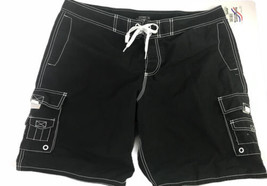 Old Navy Black &amp; White Board Swim Shorts Pockets Mesh Lining - £23.90 GBP
