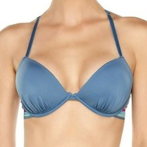 Time And Tru Women&#39;s Elastic Bikini Swimsuit Top Medium 8-10 Blue Strapp... - £17.10 GBP