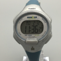 Timex Ironman Digital Watch Women Blue Silver Indiglo 10 Lap New Battery F17 - £14.08 GBP