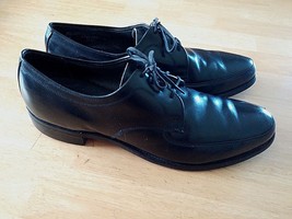 Vtg. Hanover Men&#39;s Black Leather LACE-UP SHOES-12 D/B-WORN-LIGHT Wear SOLE-NICE - £5.62 GBP