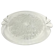 Mikasa Crystal Bianca Cake Frosted Glass Platter Flowers 14” Ruffle Edge - £15.56 GBP