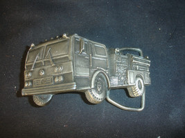 Old Vtg 1978 Indiana Metal Craft Silver Tone Fire Engine Truck  Belt Buckle - £23.55 GBP