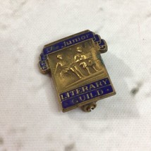 The Junior Literary Guild Collectible Vintage Lapel Pin Gold Toned Blue - $9.89
