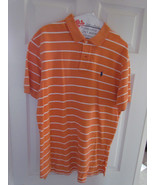 Polo Ralph Lauren Shirt Men&#39;s Large Orange White Short Sleeve Striped Co... - $466.11 MXN