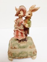 Vtg Mr. &amp; Mrs. Rabbit Bunny Music Box Musical Victorian Porcelain Bisque 8&quot; RARE - £98.75 GBP