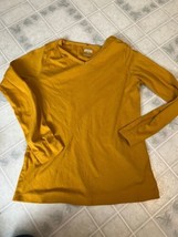 Duluth Trading company Womens Yellow Long Sleeve V Neck Top Small Goldenrod - £18.43 GBP