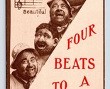 Four Beats to Bar Music Drunks Deadbeats Saloon UNP F G Henry DB Postcar... - $6.88