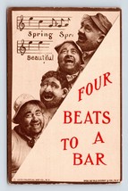 Four Beats to Bar Music Drunks Deadbeats Saloon UNP F G Henry DB Postcar... - $6.88