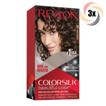 3x Packs Revlon Dark Brown Permanent Colorsilk Beautiful Color Hair Dye ... - £18.75 GBP