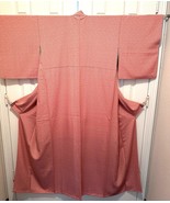 VINTAGE Visiting kimono, feather pattern, wide collar, pink x white, pur... - $2,126.12 MXN