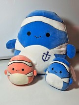 Squishmallow 13&quot; Ricky Clown Fish Bright Blue, 6&quot; Blue Ricky &amp; 6&quot; Peach ... - £35.60 GBP
