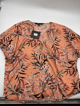 Andrew Marc New York Blouse Women&#39;s Size Medium Short Sleeve Coral Tropical new - £7.44 GBP