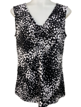 Laura Ashley Black with White Polka Dots Sleeveless V Neck Knit Top, Siz... - €8,08 EUR