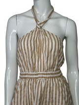 ASOS Design Striped Dress Women&#39;s Size 4 Halter Top Mini Tan and White Unlined - £19.74 GBP