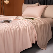 Throw Size 47&quot; X 59&quot; Pink And Beige Llancl Cooling Blankets For, Fabric ... - £42.47 GBP