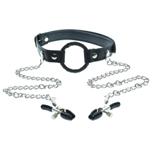 O RING GAG WITH NIPPLE CLAMPS - $19.99