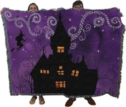 Witch Flying Over House Blanket By Grace Popp By Pure Country Weavers – Gift - £61.27 GBP